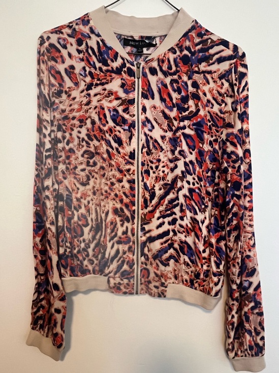 New Look Jackets & Blazers - New Look Orange red and purple Leopard-Print Bomber Jacket